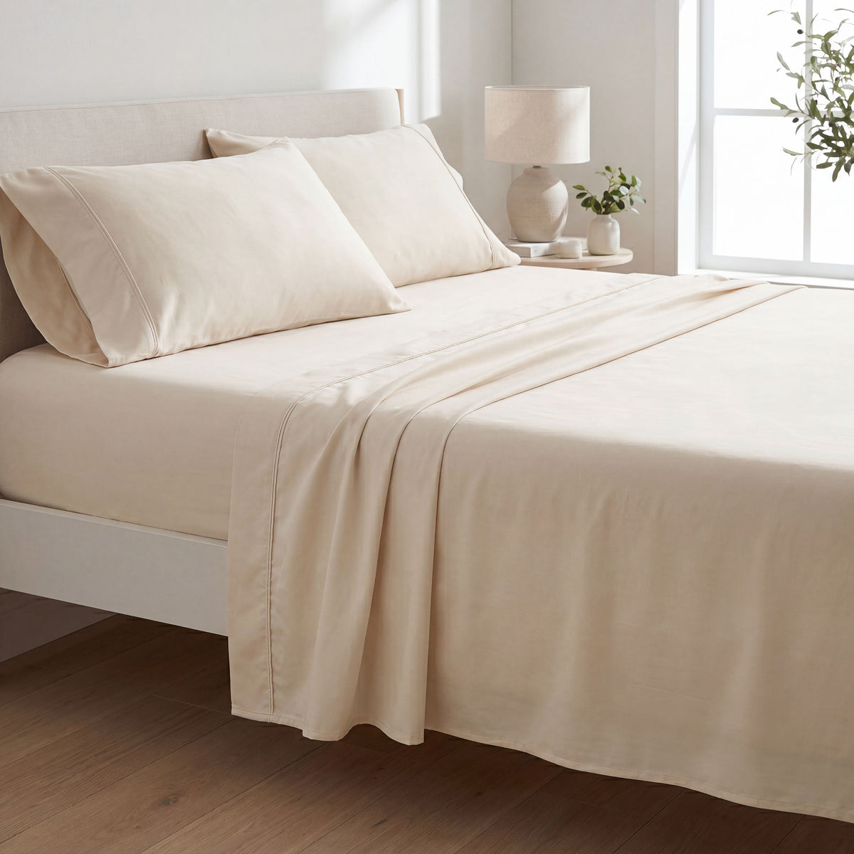 4-Piece Bamboo Twin XL Hypoallergenic Sheet Set in Cream