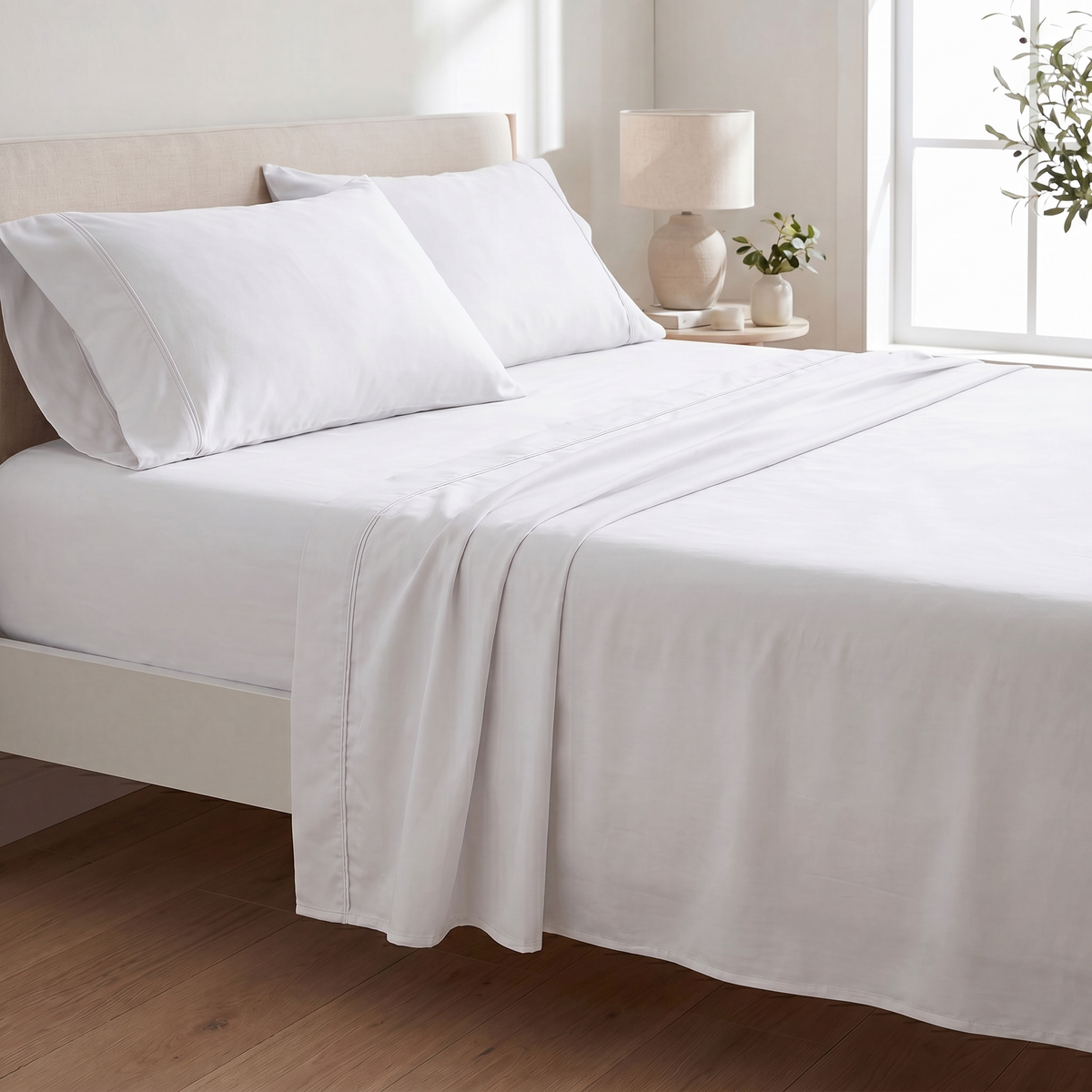 4-Piece Bamboo Twin Hypoallergenic Sheet Set in White
