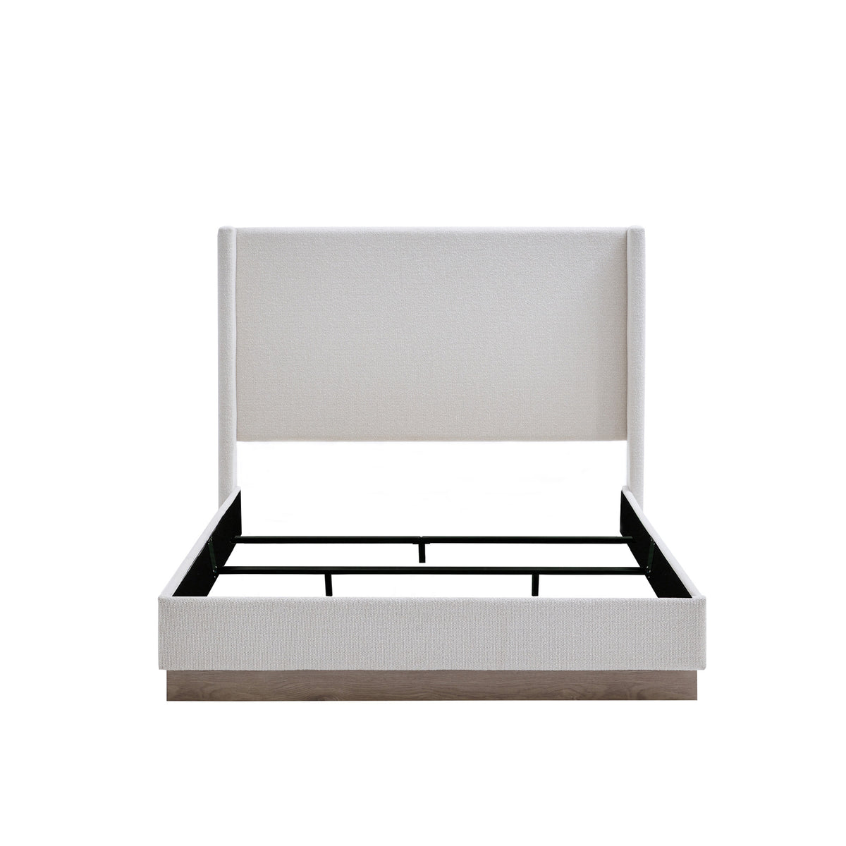 Hale Upholstered Wingback Bed King Size with 51.1' Cream White Boucle Headboard, Elegant Simplicity Design, Fabric and Metal Frame, Easy Assembly
