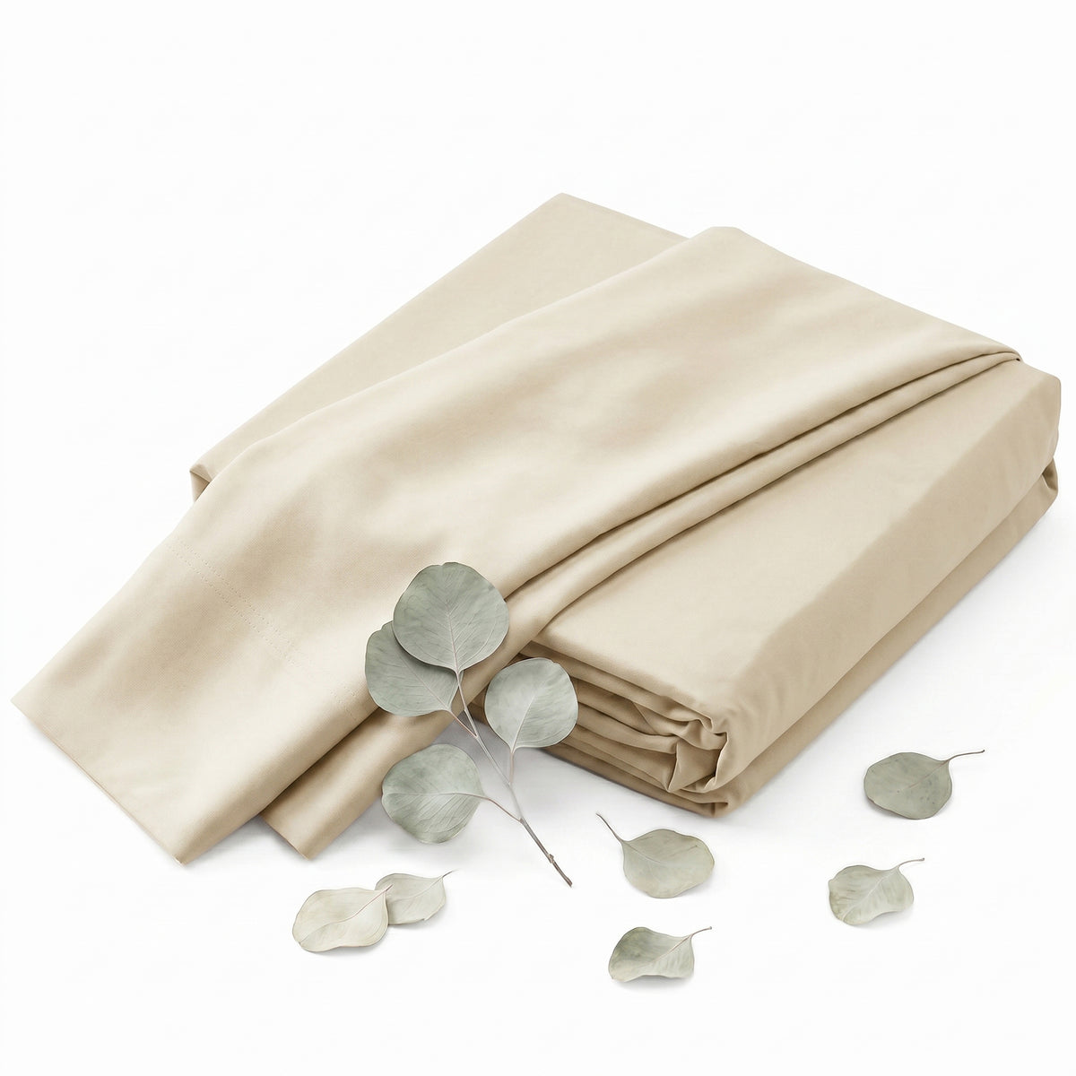 Premium Silky Soft 100% Tencel Lyocell Derived from Eucalyptus 4-Piece Sheet Set, Oeko-TEX Certified, King - Crème