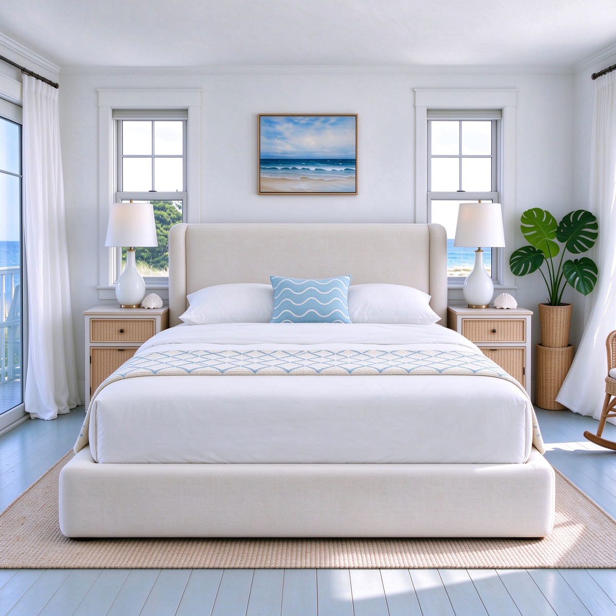 Queen Upholstered Bed Frame with Headboard, 360° Soft Foam Surround, Low Profile Cloud Bed Frame, No Box Spring Required, Easy Assembly