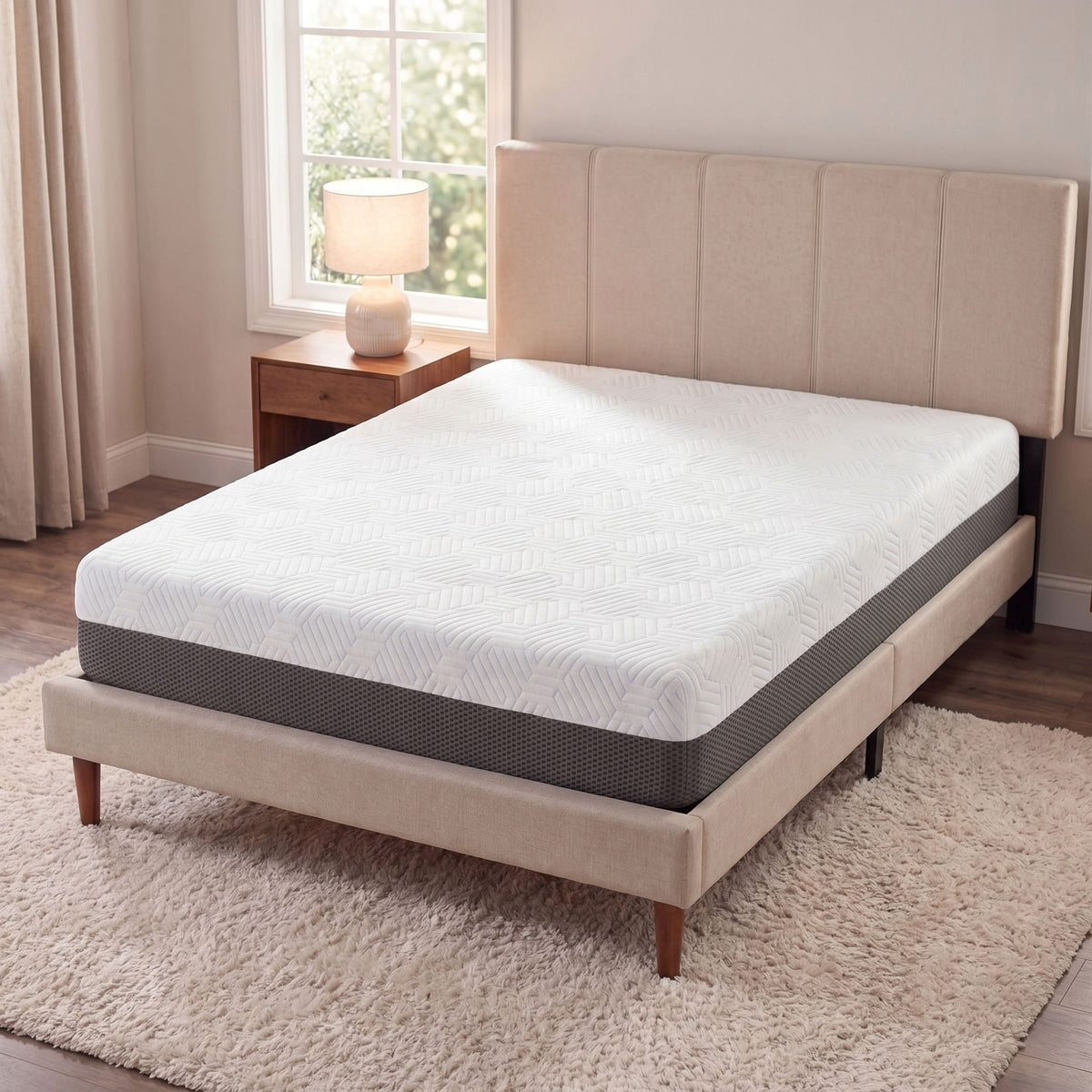 8 Inch Twin XL Firm Gel Memory Foam Mattress with Temperature Regulating Cover