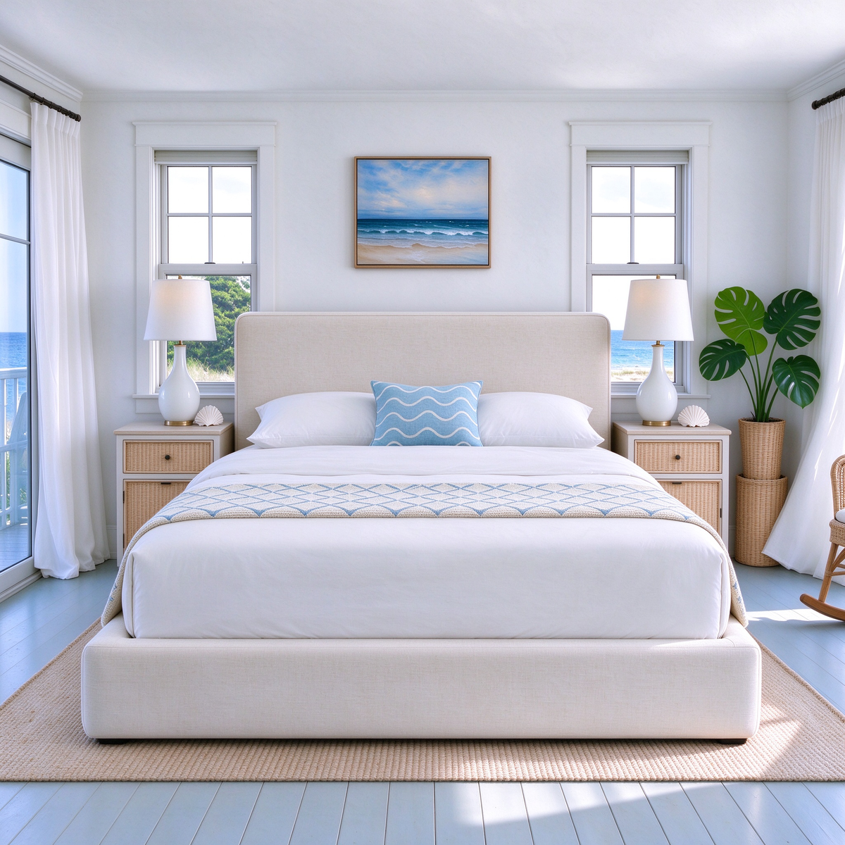 Queen Upholstered Bed Frame with Headboard, 360° Soft Foam Surround, Low Profile Cloud Bed Frame, No Box Spring Required, Easy Assembly