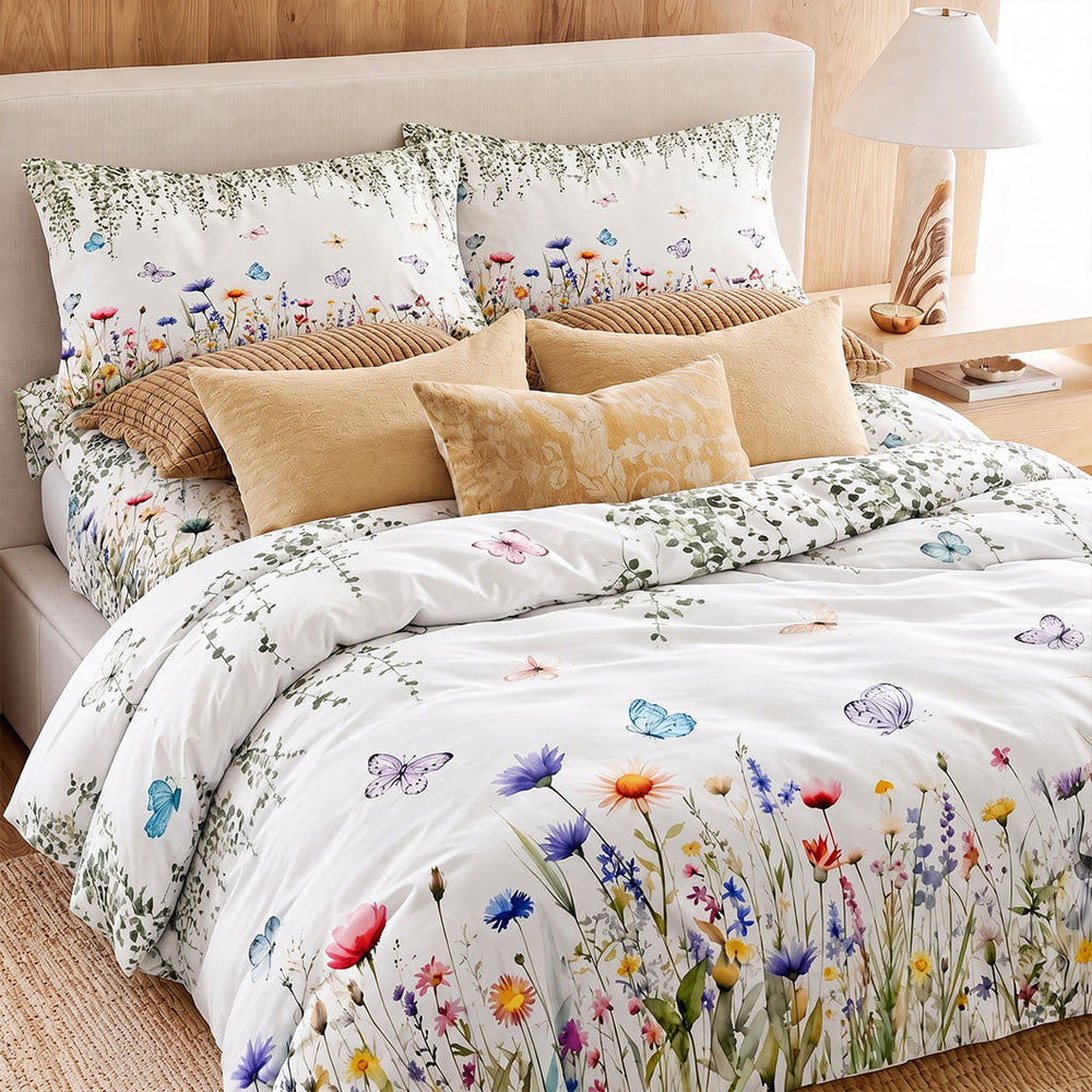 Audreamy Butterfly Printed Microfibre Quilt Cover Set