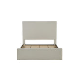 Lucas Tall Headboard Upholstered Bed in White with Coconut Micro Suede Fabric and Metal Frame, King Size