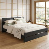 Queen Size Solid Bamboo Platform Bed Frame, Minimalist Design, Heavy-Duty Support, No Box Spring Needed, Eco-Friendly Natural Bamboo Bed Frame for Bedroom-Black