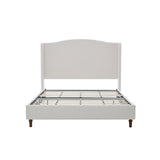 Minimalist Designs Upholstered Wingback Queen Bed with Tall 54' Headboard in Premium Textured Canvas Chenille Look Ivory