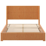 Natural Solid Wood Platform Bed Frame with Headboard, Queen Size, No Box Spring Needed, Easy Assembly, Floor-standing Design