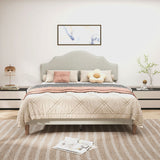 Queen Size Bed Frame Upholstered Platform Bed with Adjustable Headboard,Linen Fabric Padded,Modern Simple Style Platform Bed No Box Spring Needed, Easy Assembly, Beige