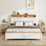 FULL  BED STAND WITH CHARGING STATION STORAGE HEADBOARD: This rustic farmhouse bed frame with storage headboard comes with a built-in charging station that is simple to install and easy to oper