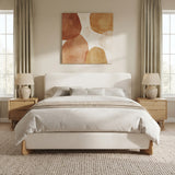 Elegant Boucle Upholstered Bed, A Luxurious and Comfortable Bedroom Centerpiece, Full Size, White