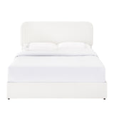 Liv Queen Size Ivory Boucle Upholstered Platform Bed with 4-Drawer Storage and Adjustable Tufted Headboard