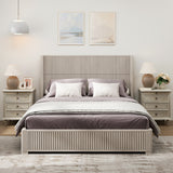 (ETA:9.21-AT:25) Solid Wood Platform Bed Frame with Headboard, No Box Spring Needed, Floor-standing bed, Easy Assembly, Queen Size, Beige