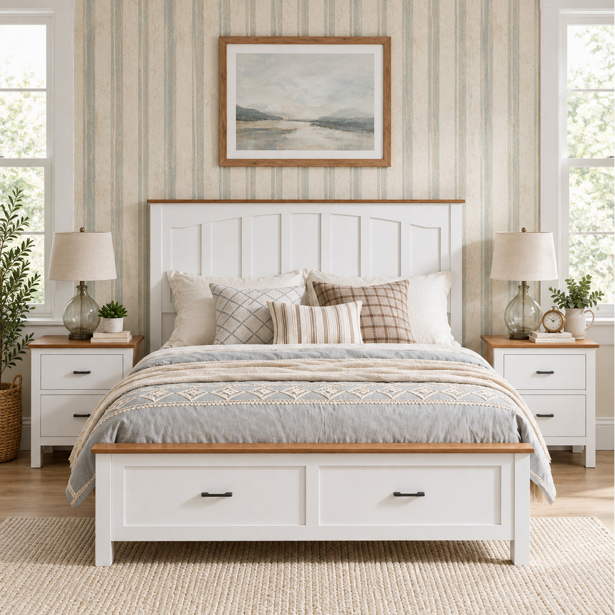 Full Size Farmhouse Metal Bed Frame, Platform Bed , Mattress Foundation with Wood Support Slats, No Box Spring Needed, Noise Free.