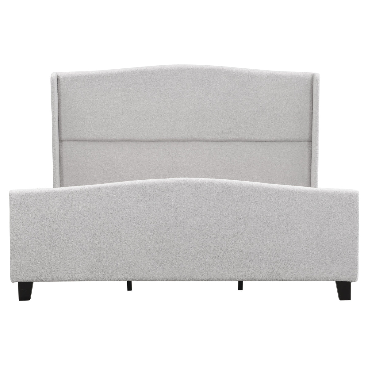 King Size Platform Bed Frame with 49.21' Tall Headboard and 27.17' High Footboard, Teddy Velvet, 12 Slats, Solid Wood Legs, No Box Spring Needed, Gray