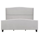 King Size Platform Bed Frame with 49.21' Tall Headboard and 27.17' High Footboard, Teddy Velvet, 12 Slats, Solid Wood Legs, No Box Spring Needed, Gray
