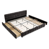 Modern King Size Upholstered Bed with Storage Drawer, Dark Gray Chenille Fabric, 88.5''*85.5''*31''