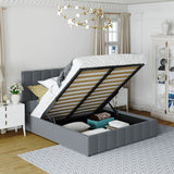 Queen size Upholstered Platform bed with a Hydraulic Storage System - Gray(OLD SKU: LP000211AAE)