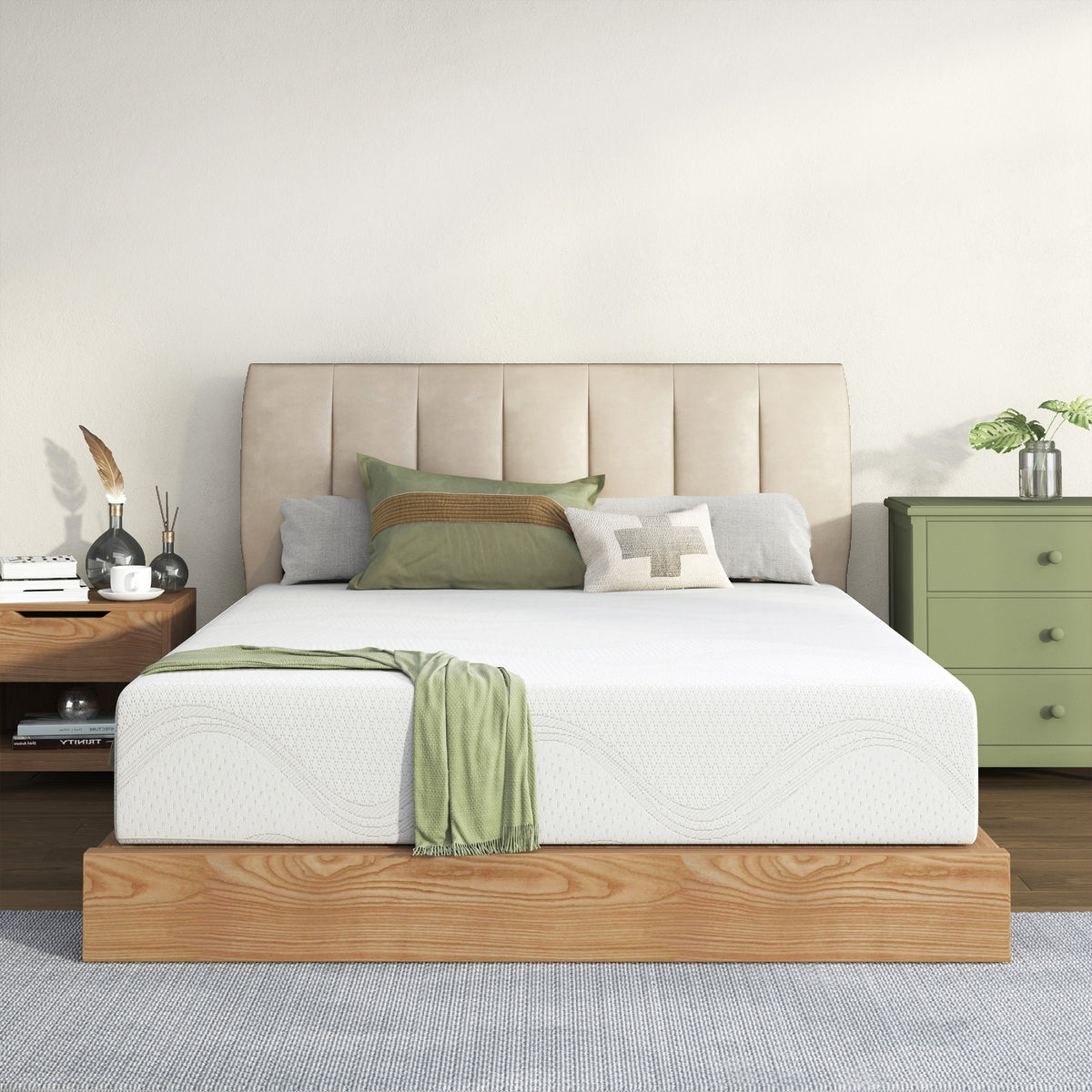 Full Size Memory Foam Mattress,8 Inch Bed Mattress,with Cooling Green Tea Gel, CertiPUR-US Certified,White