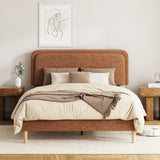 Full Bed frame, Plush Upholstered Platform Bed with Height-Adjustable Headboard, Sturdy Frame and Alats, Quiet Design, No-Spring Mattress Compatible, Easy to Assemble, Brown
