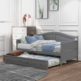 Twin Wooden Daybed with Trundle Bed, Sofa Bed for Bedroom Living Room,Gray(OLD SKU:WF192861AAE)