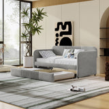 Upholstered Daybed Sofa Bed Twin Size With Trundle Bed and Wood Slat ,Gray(Old sku: LP000127AAE)