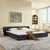 King Size Upholstered Bed Frame with Thick Fabric, comfortable upholstered bed frame, Chenille fabric, with headboard and solid bed frame-Dark Gray(88''*87''*23'')