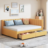 Full Size Upholstered Daybed with 2 Storage Drawers Sofa Bed Frame No Box Spring Needed, Linen Fabric (Yellow)(OLD SKU:LP000172AAL

)