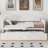 Twin Wooden Daybed with Trundle Bed, Sofa Bed for Bedroom Living Room,White(OLD SKU:WF192861AAK)
