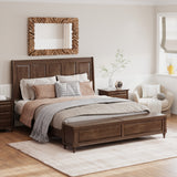 King Bed Frame with Tall Headboard and Storage Bench,Soild Wood Sleigh Bed with 79' Storage Chest,No Box Spring Needed, Wanlut